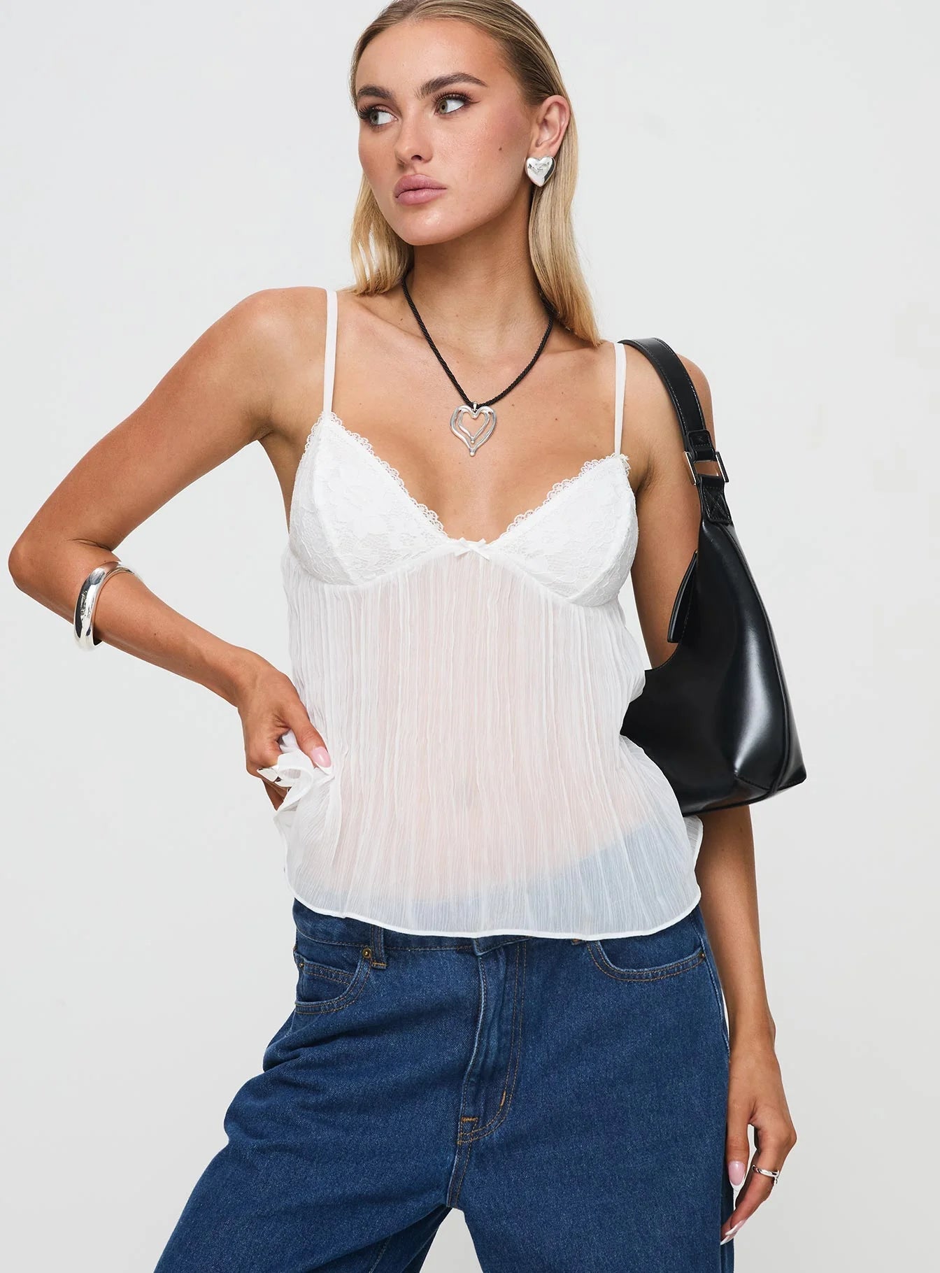Stine - Lace Pleated Top