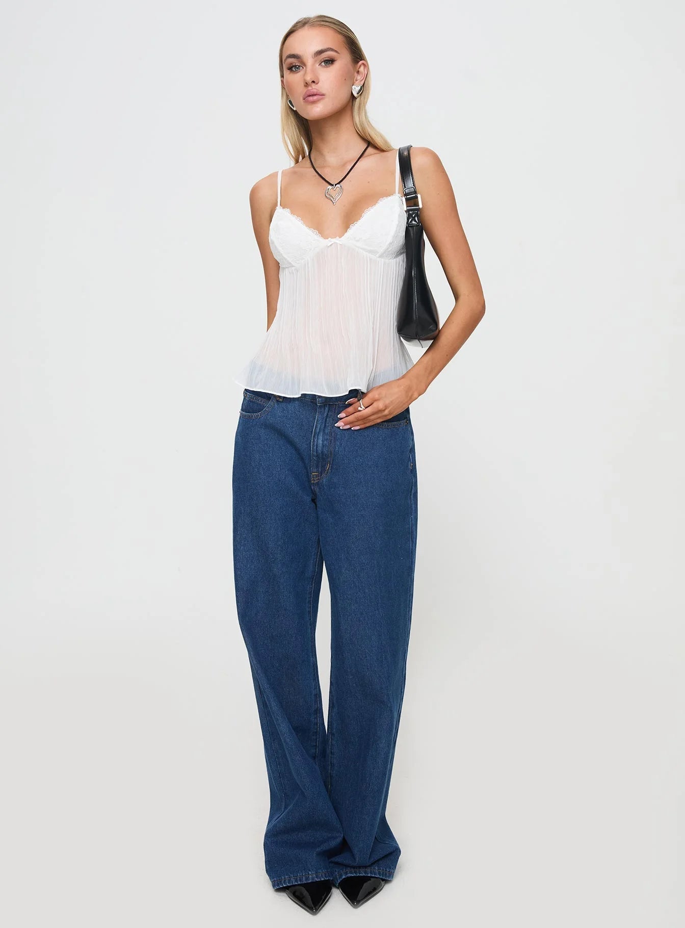 Stine - Lace Pleated Top