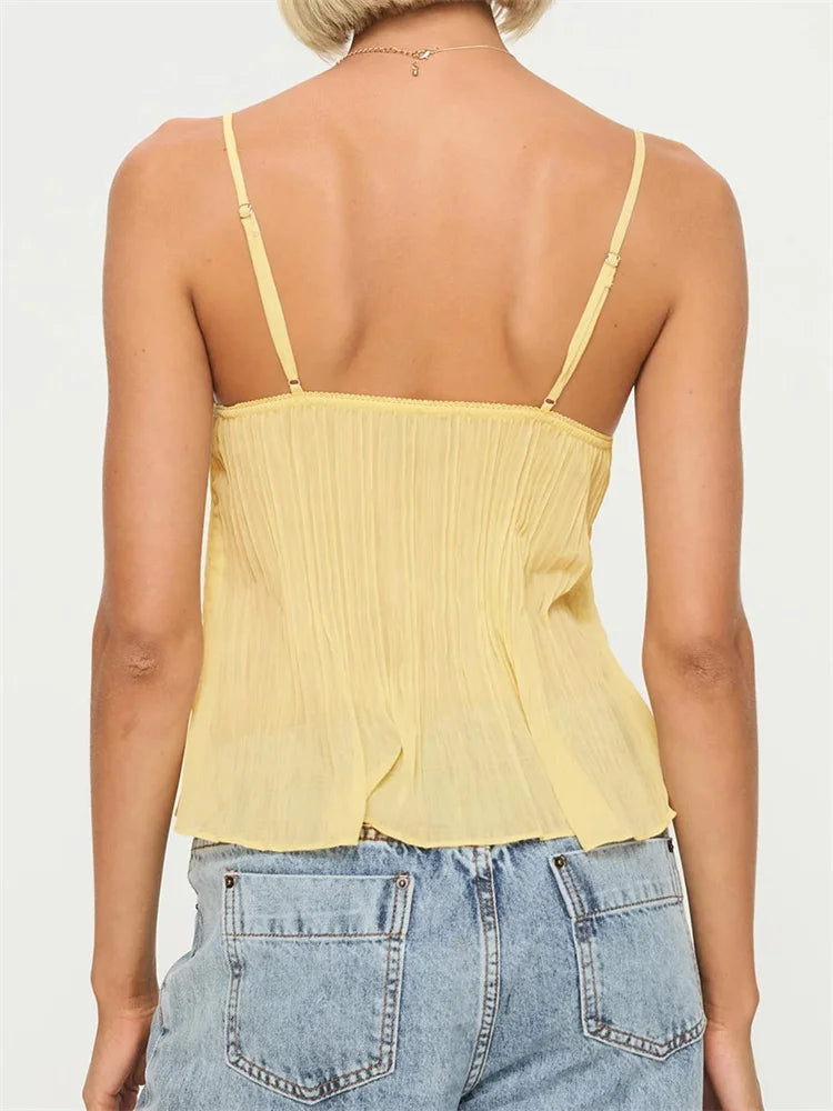 Stine - Lace Pleated Top