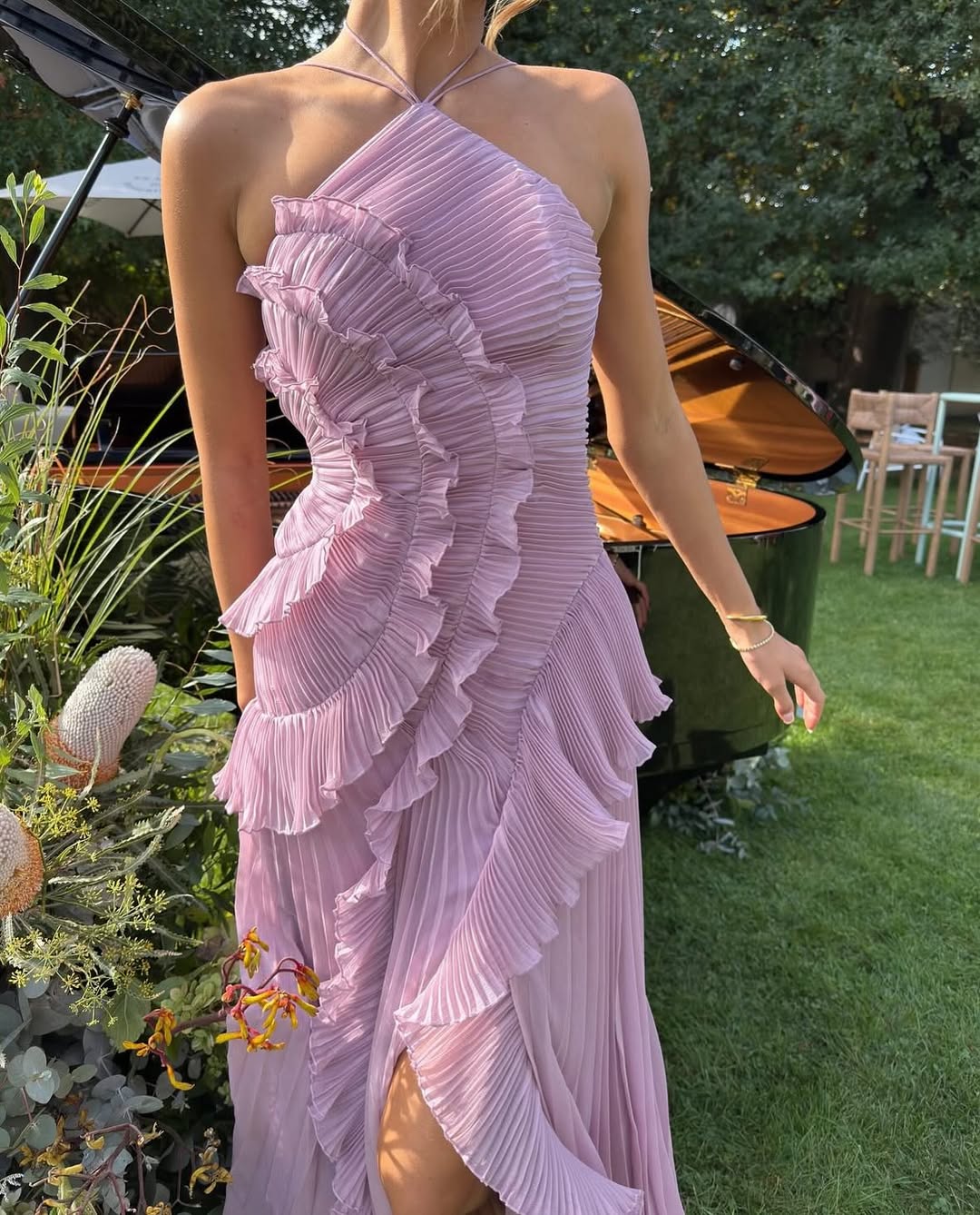 Alva - Ruffle Maxi Kjole i Lavendel