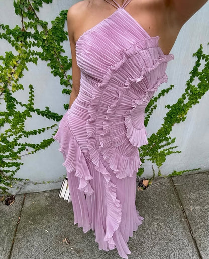 Alva - Ruffle Maxi Kjole i Lavendel
